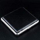Classic Portable Metal Black Leather Double Sided Cigarette Case Storage Case