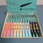 Vtg Little Forks Miniature Cocktail Forks 12 Multicolor Gold   Silver Floral