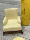 Vintage Armchair Dollhouse Miniature Furniture Chair Plastic Blue White