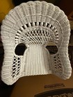 Vintage White Wicker Child Rocking Chair Great Condition With A Flamingo Cushion