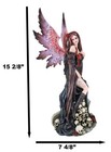 Black Sorceress Skulls Fairy With Red Rose Standing On Tombstone Figurine 15 h
