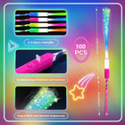 100 Pcs Glow Fiber Wands  Led Light Sticks  Glow In The Dark Party Supplies