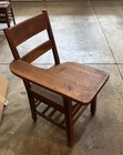 Antique Vintage One Arm Solid Wooden Children   s School Desk W  Shelf