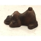 Vintage Signed Terracotta Clay Bloodhound Dog Figurine Primitive Rustic Brown