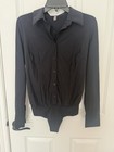  228 New Commando Black Button-front Oxford Bodysuit Size S