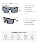 Oversized Square Sports Sunglasses Men Big Frame Vintage Rectangle Shades
