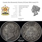 Canada  New Brunswick  Victoria  20 Cents 1864  Toned  Vf 