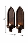 Gothic Arch Wood Wall Sconces Set Of 2   Candle Holder Pair   Dark Walnut   Arch