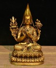 8 6  tibet Buddhism Bronze Gilt Inlay Gems Zongkaba Je Tsongkhapa Buddha Statue