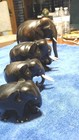 Lot Of 4 Vintage Hand Carved Ebony And Ivy Elephants 