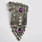 Fabulous Art Deco Inspired Rhinestone Brooch Pin Unsigned Vintage Costume