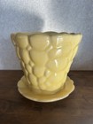 Vintage Yellow Brush Mccoy Pottery  pebble  Or  rockraft  Planter With Saucer 