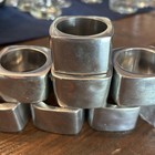 Pottery Barn Aluminum Square Napkin Rings Set Of 8 Modern Silver Table Decor