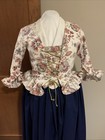 Red   Blue On White Cotton Bodice  Colonial  Outlander  Ren Faire  Pirate  Lg