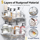 Corner Shower Caddy Organizer  Self-adhesive Rustproof Bath Shelves With Soap Ho
