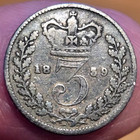 1839 Great Britain Victoria  Sterling Silver Threepence