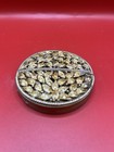 Vintage Gold Tone Powder Compact Gold Leaf Rhinestone Original Powder 