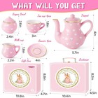 Porcelain Tea Party Set For Little Princess  Kids  Toddlers - 13pcs Pink Hear   