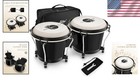 Classic Black Bongo Drums Set - Tuning Wrench Included