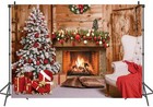 8x6ft Christmas Photo Backdrop Fireplace Trees Xmas Eve Studio Background