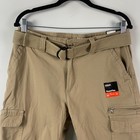 Urban Pipeline Superflex Cargo Shorts Mens 32 Belted Below Knee Khaki