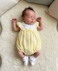 Premature Baby Girl Romper Suit Prem Tiny Frilly Bow Broderie Anglaise Lemon