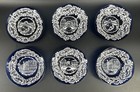 Vintage Venetian Murano Cobalt Blue Glass Lace White Enamel Berry Bowls Venice