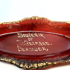 Antique St George Bermuda Red Cut Glass Souvenir Trinket Candy Dish Island