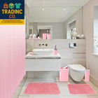 Complete Pink Ombre Bathroom Accessory Set With Shower Curtain And Rugs