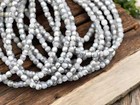 3mm Silver Rainbow Washed White Opal Czech Glass Round Druk Beads - 50 Beads
