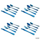 20 Piece Blue Silverware Cutlery Set Reflective Stainless Steel Flatware
