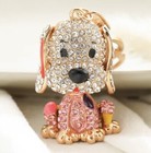 Crystal Rhinestone Doggie Keychain Car Bag Keychain Ring Gift-