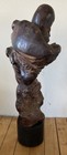 Vintage Antique Asian Carved Root Hardwood  Sculpture  shou Lao  On Base