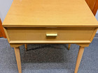 Vintage 1950 s Mcm Blonde Sewing Machine Cabinet - Cabinet Closed Is 31 25  High