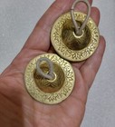 Vintage Carved Solid Brass 4 Finger Cymbals New 4    zills    Egyptian Belly Dancing