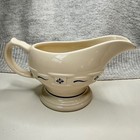 Longaberger Pottery Blue Woven Traditions Gravy Sauce Boat 8  Wide X 4 25  T