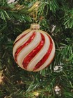 Wizardi Red And White Striped Candy Ball Glass Christmas Ornament F07m7-19-lh   