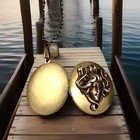 Art Nouveau Goddess Locket Necklace  Vintage Antique Brass Victorian Lady