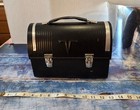 Vintage V Victory Metal Dome Top Lunch Box Work Pail Black With Thermos