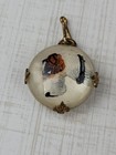 Vintage Reverse Intaglio Fox Terrier Dog Glass Button Pendant