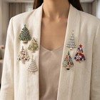 Vintage Crystal Baroque Christmas Tree Brooch Pin Jewelry Gift Accessories