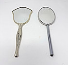 Lot Of 2 Vintage Hand Mirrors     Ornate Vanity Mirror   Chrome Handle Oval Mirror