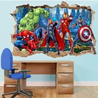 Superheroes Wall Stickers Avengers Mural Decal Hulk Ironman Kids Room Decor Qo5