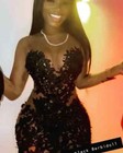 Sexy Lace Tulle Sheer Party Dress Evening Cocktail Gown Zipper Back Long Sleeves