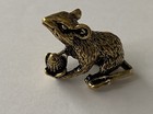 Vintage Bronze Miniature Squirrel Holding Nut Collectible Figurine Detailed