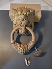 Antique 1930 s Ornate Cast Iron Lion Head Door Knocker Includes Hardware