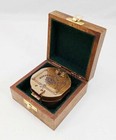 Brass Brunton Compass Nautical Makers To The Queen London 1920 With Wooden Box