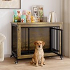 Heavy-duty Dog Crate Furniture End Table  indoor Dog Kennel W  3 Doors   Wheels