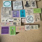 Lot Of 30 Vintage Wood Mounted Rubber Stamps Stampin Up Sentiments Holiday Craft
