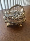 Antique Rogers Art Nouveau Gold Tone Footed And Hinged Lidded Trinket Box  938